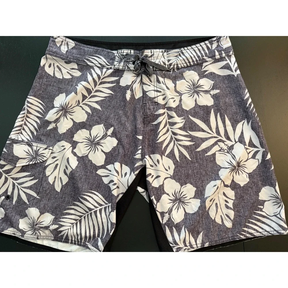 Burnside Board Shorts Mens 38 Charcoal Swimming Trunk Surf Beach Comfort Stretch